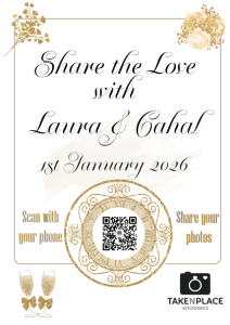 Champagne and gold style wedding QR code