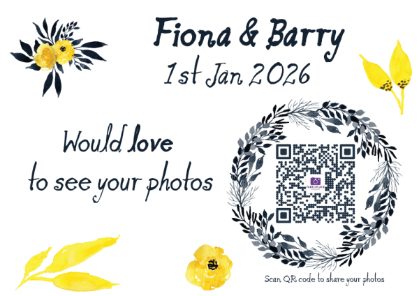 spring floral QR code for wedding guest photos