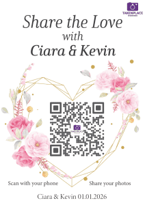 share the love heart qr code tablecard example for wedding
