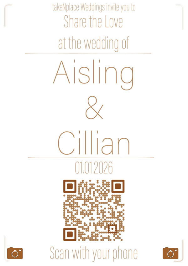 bronze effect wedding QR Code