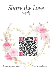 Heart Floral wedding QR card artwork without names